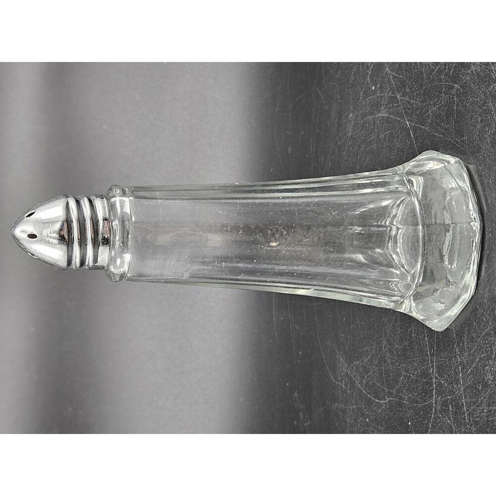 Vintage Clear Glass Octagonal Ribbed Shaker Replacement 4.25